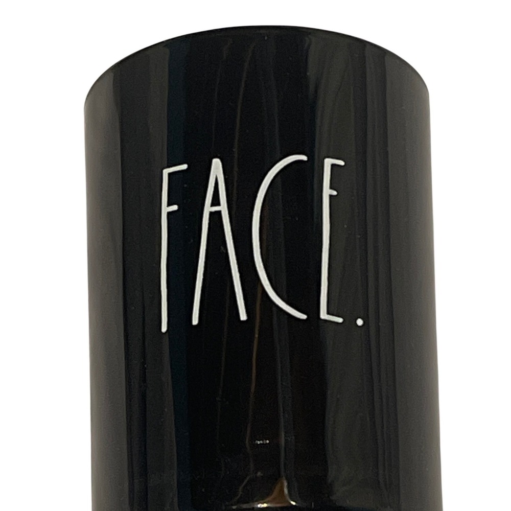 Rae Dunn FACE Black Ceramic Makeup Brush Holder Vanity Cup Organizer NWT